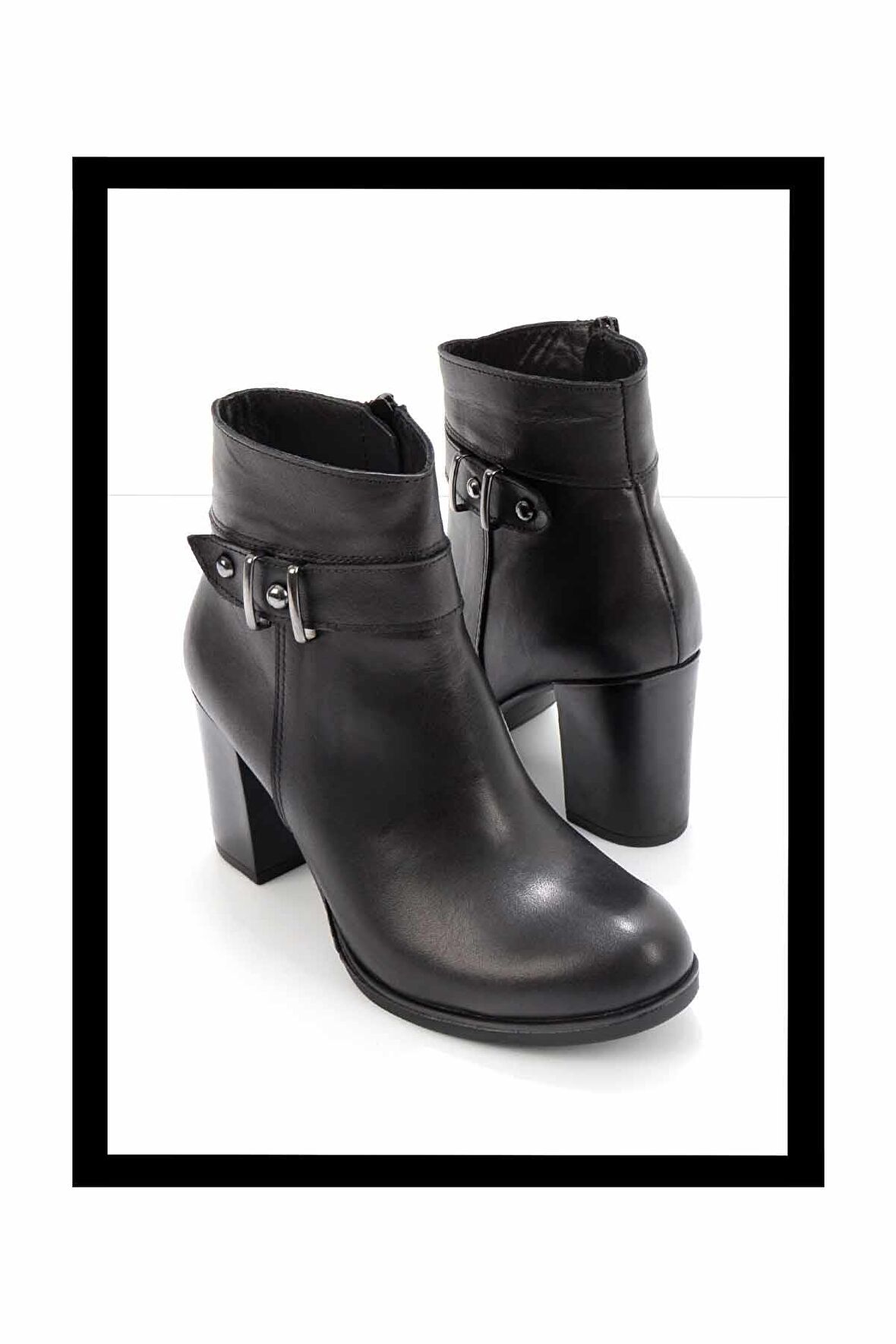 Siyah Hakiki Deri Kadın Bot & Bootie K02195101903