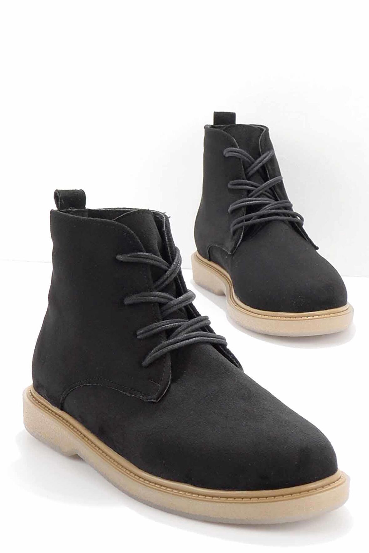 Bambi Siyah Süet  Kadın Bot & Bootie K02192140102