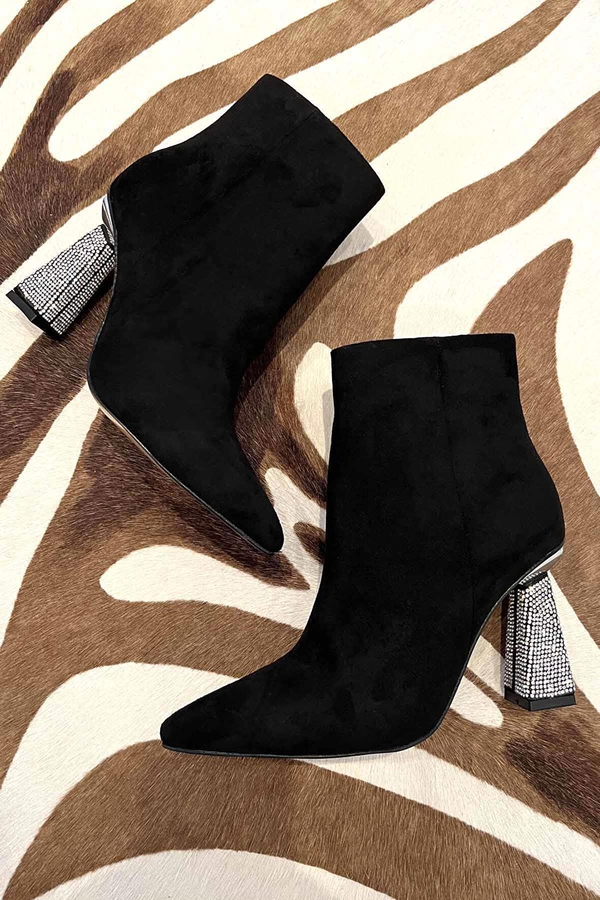 Bambi Siyah Süet  Kadın Bot & Bootie K02211571102