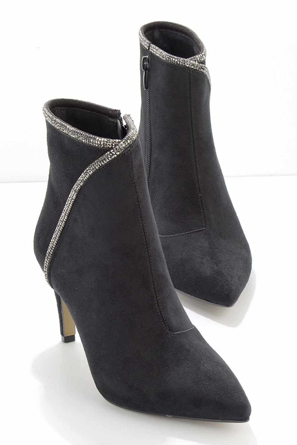 Bambi Siyah Süet  Kadın Bot & Bootie K02226111202