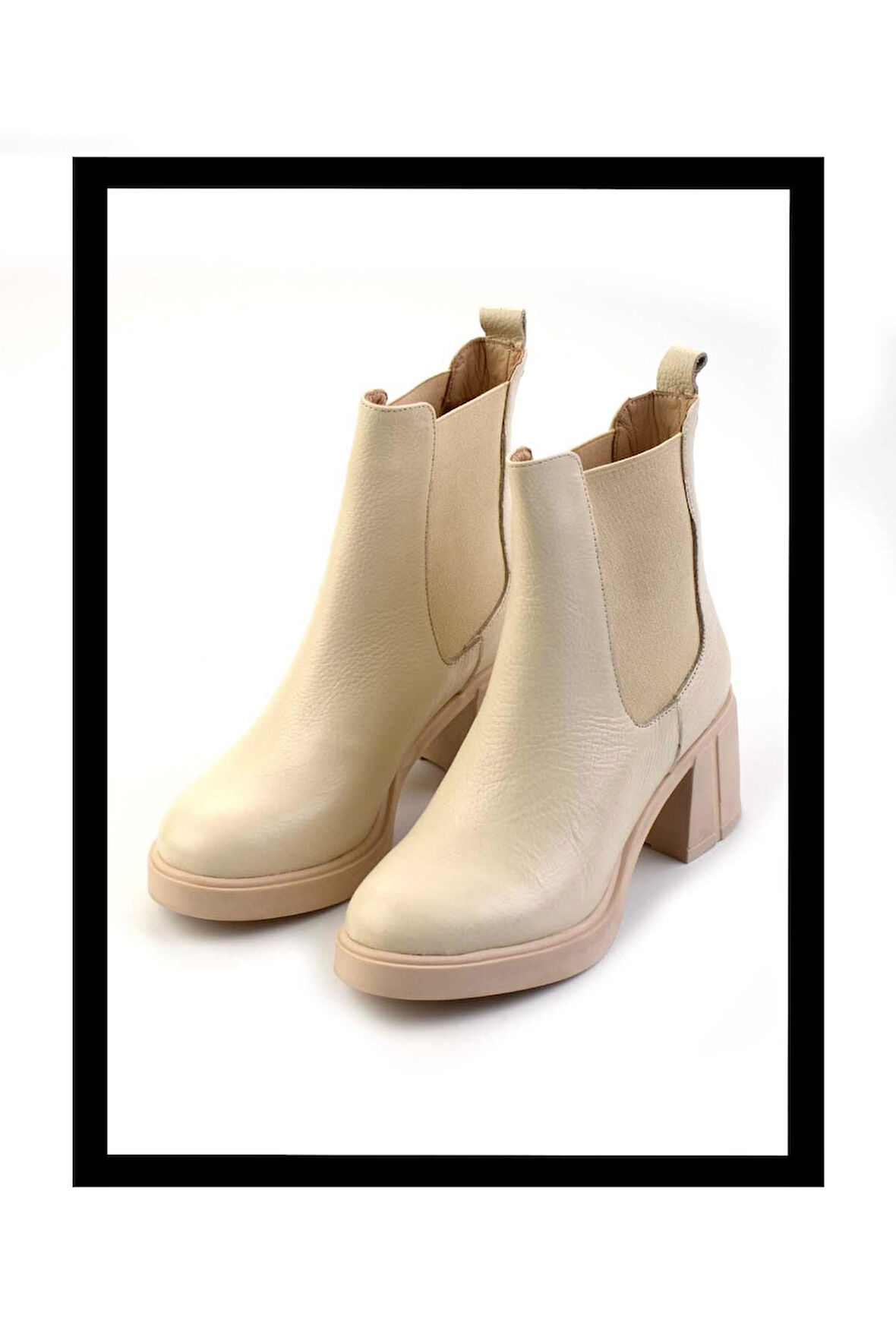 Bej Hakiki Deri Kadın Bot & Bootie K02274320503