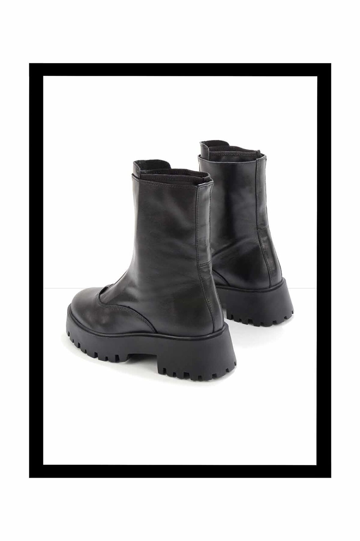 Siyah Hakiki Deri Kadın Bot & Bootie K02351314703