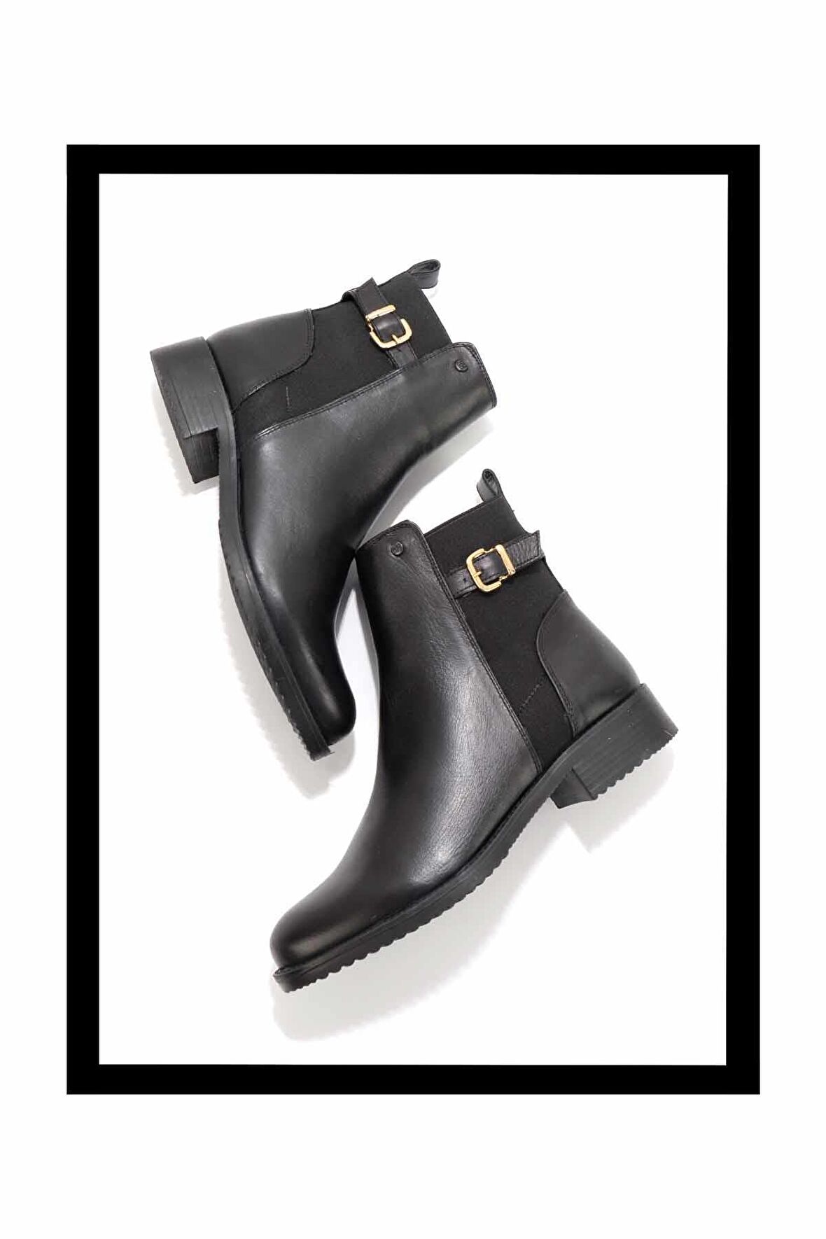 Siyah Hakiki Deri Kadın Bot & Bootie K02351314803