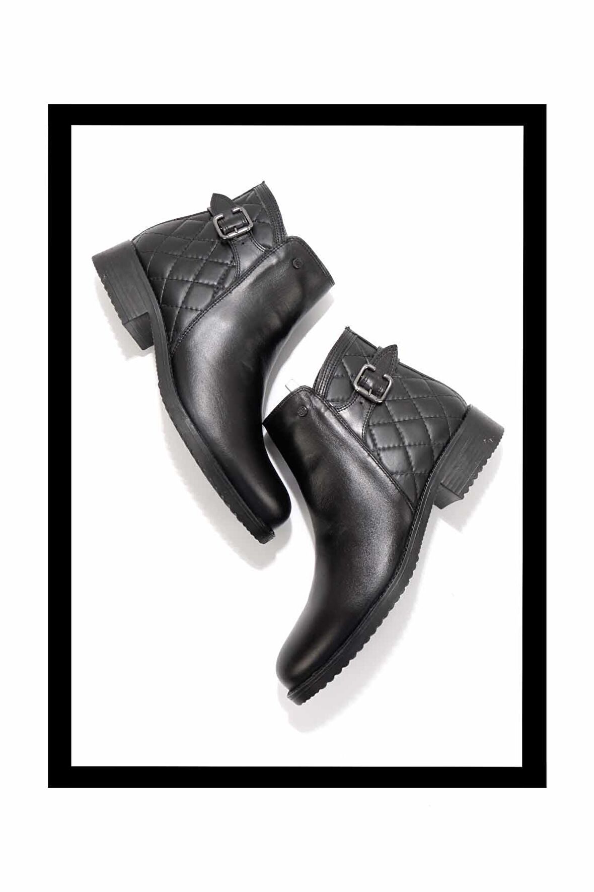 Siyah Hakiki Deri Kadın Bot & Bootie K02351314903