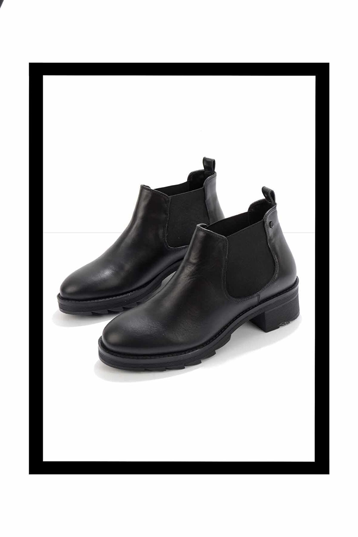 Siyah Hakiki Deri Kadın Bot & Bootie K02351315503