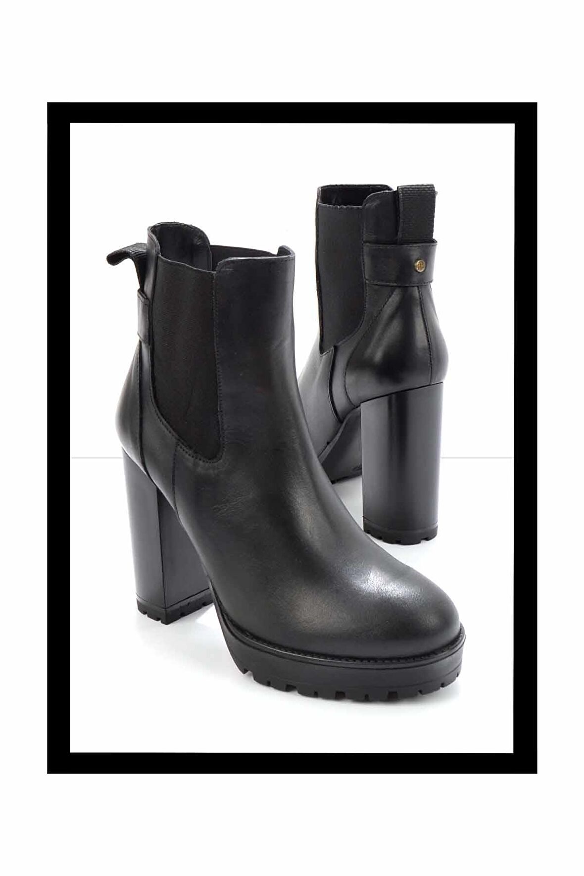 Siyah Hakiki Deri Kadın Bot & Bootie K02351315703