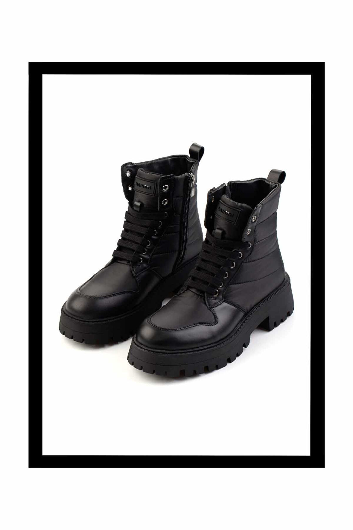 Siyah Hakiki Deri Kadın Bot & Bootie K02351320503