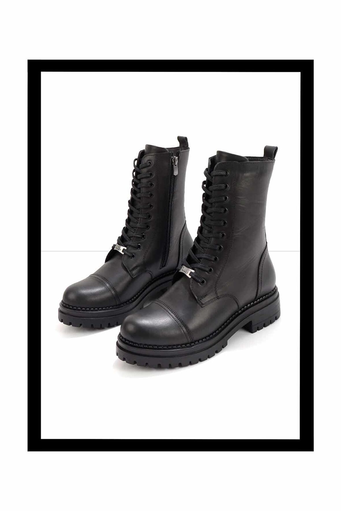 Siyah Hakiki Deri Kadın Bot & Bootie K02390031903