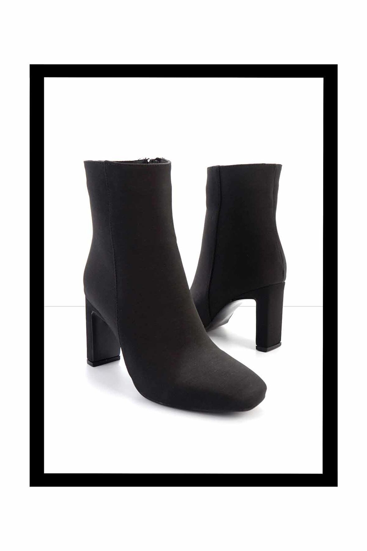 Mat Siyah Saten  Kadın Bot & Bootie K02397068438
