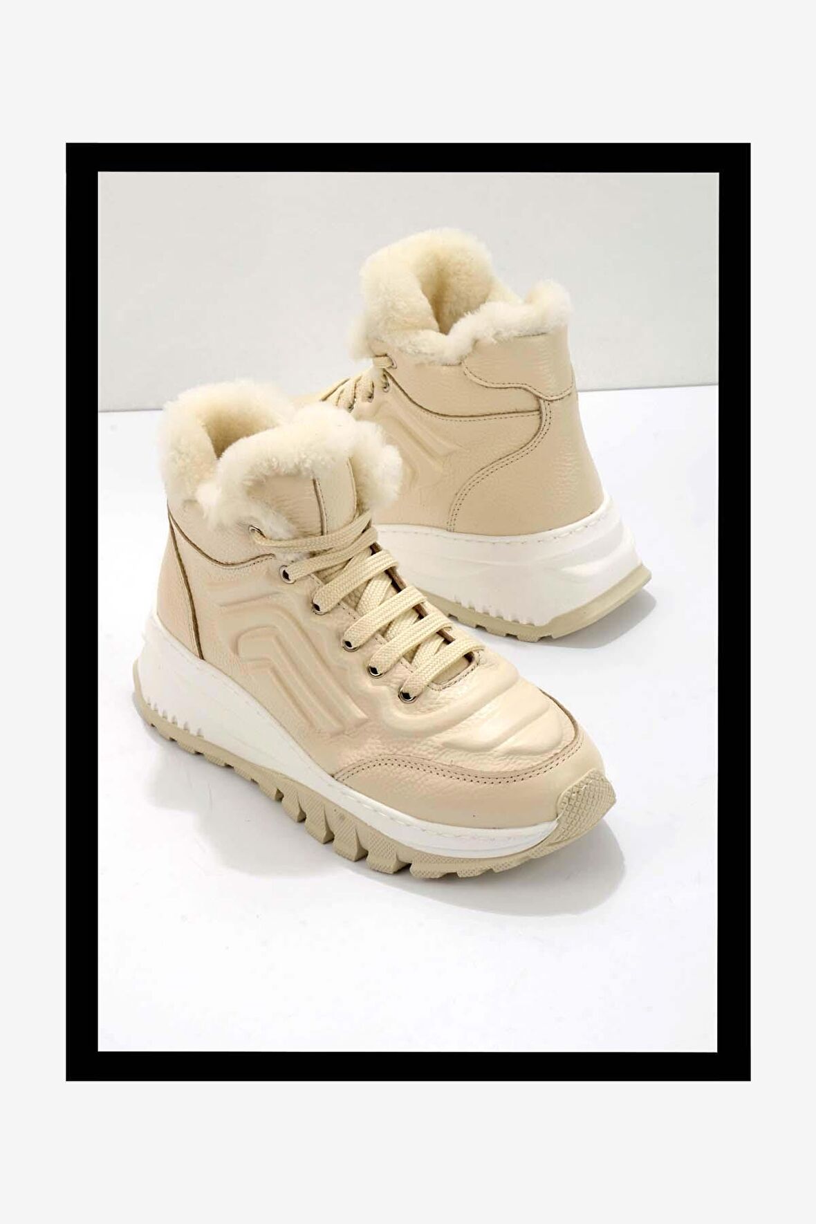 Bej Hakiki Deri Kadın Bot & Bootie K02410060103