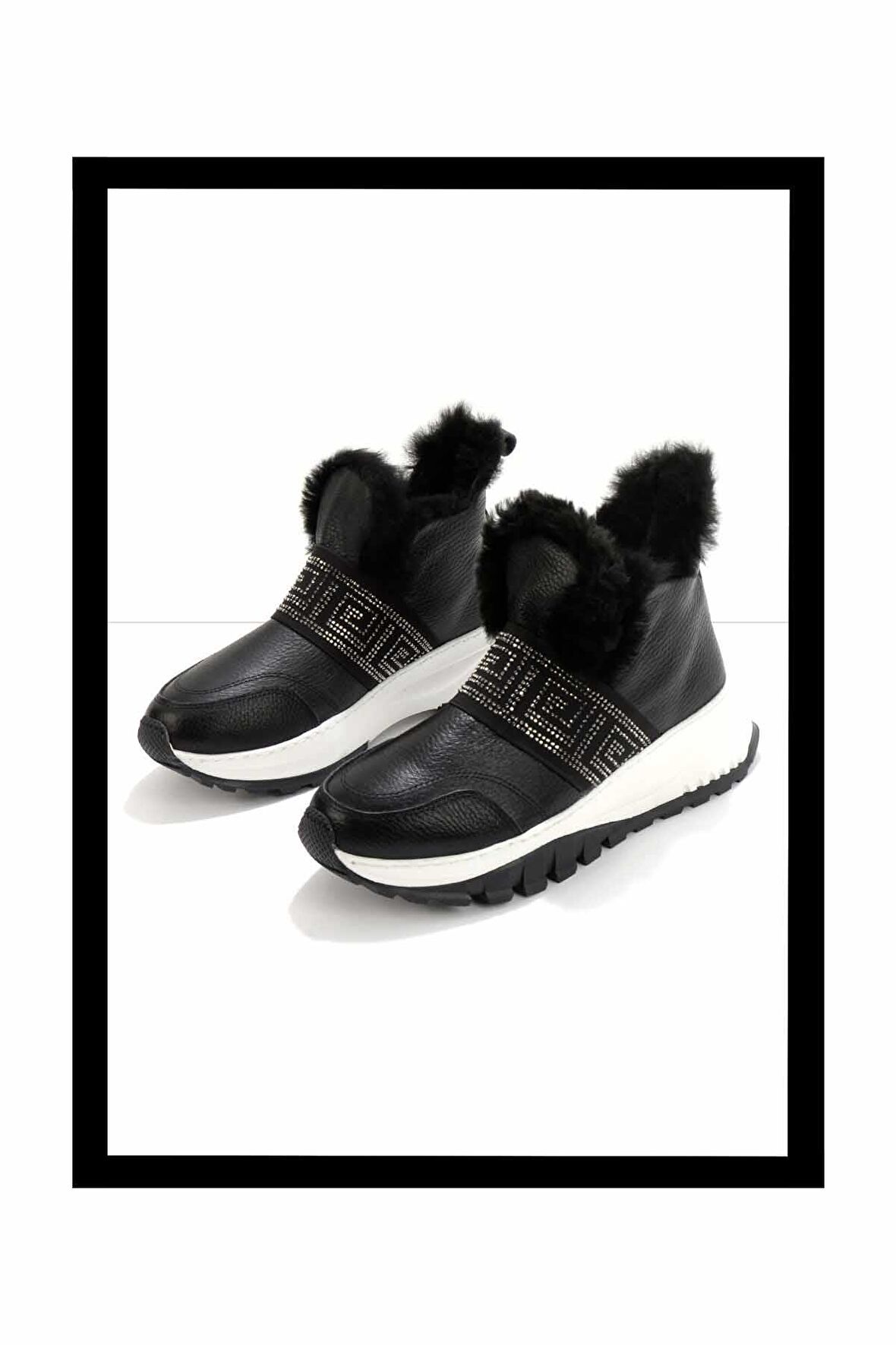 Siyah Hakiki Deri Kadın Bot & Bootie K02410060003