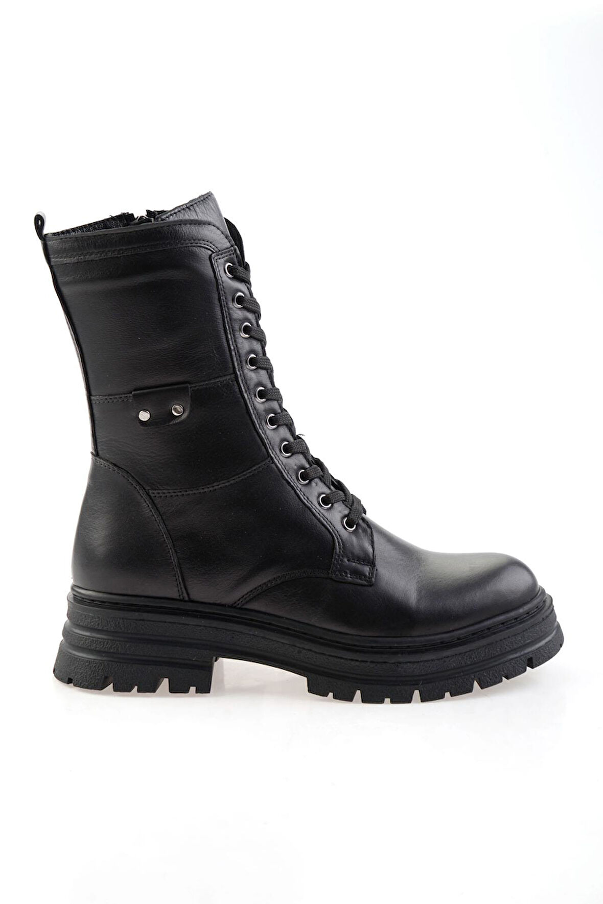 Siyah Hakiki Deri Kadın Bot & Bootie K02462040503