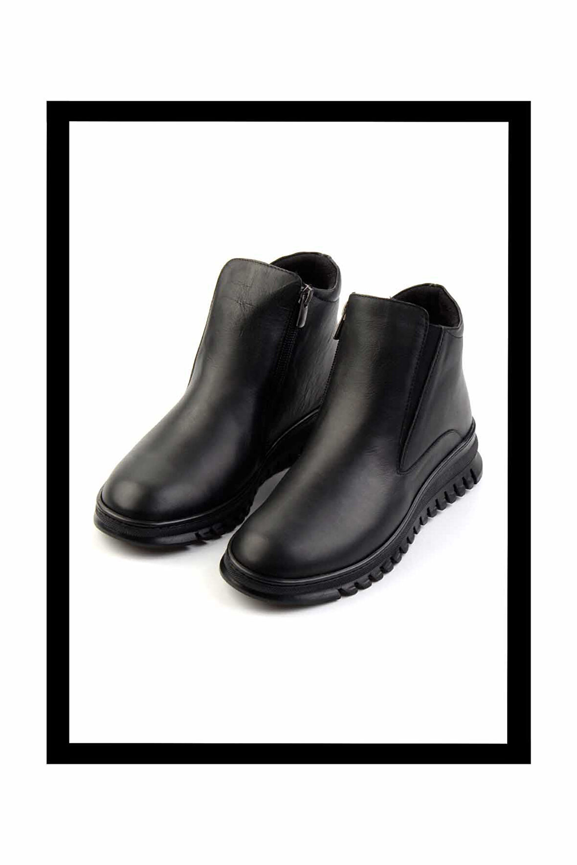 Siyah Hakiki Deri Kadın Bot & Bootie K02465083003