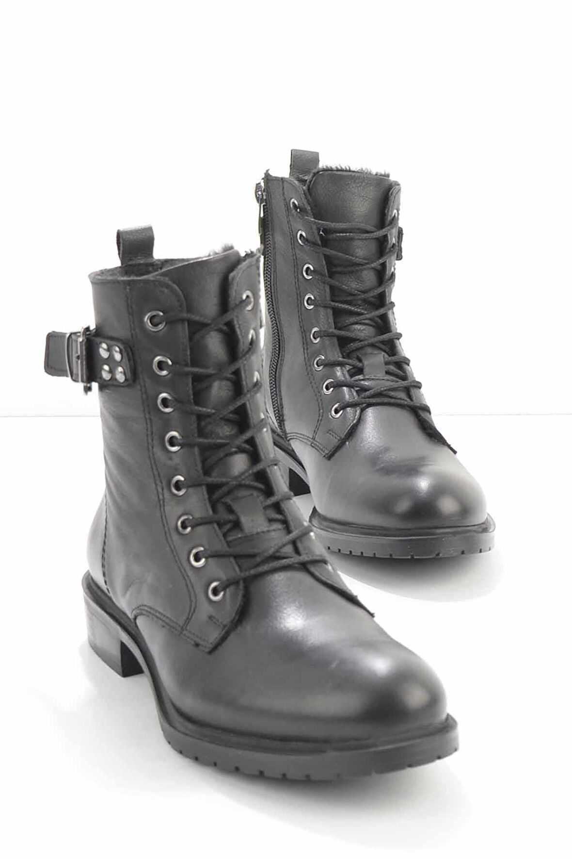 Bambi Siyah Hakiki Deri Kadın Bot & Bootie K02539913103