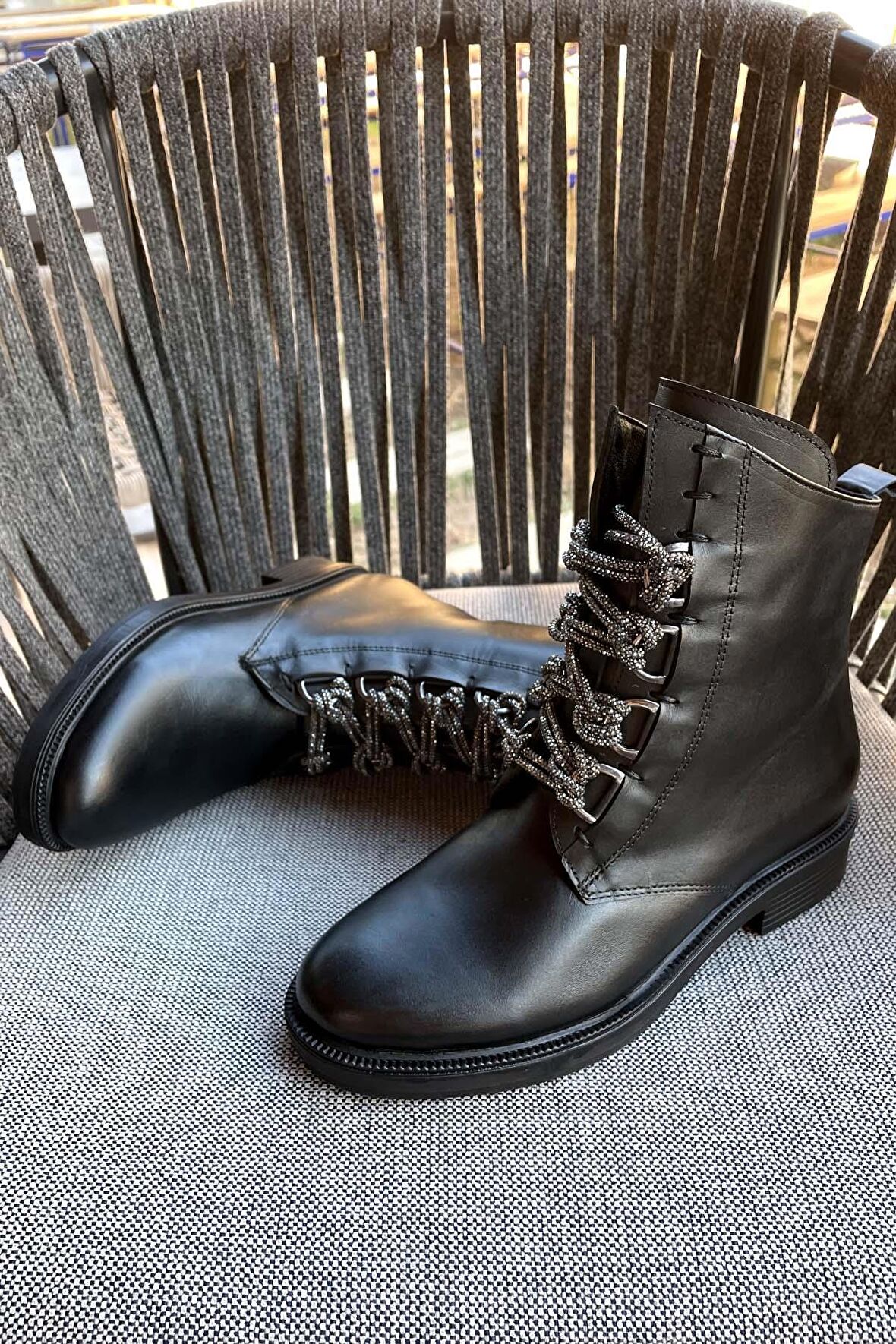 Siyah Hakiki Deri Kadın Bot & Bootie K02531206503