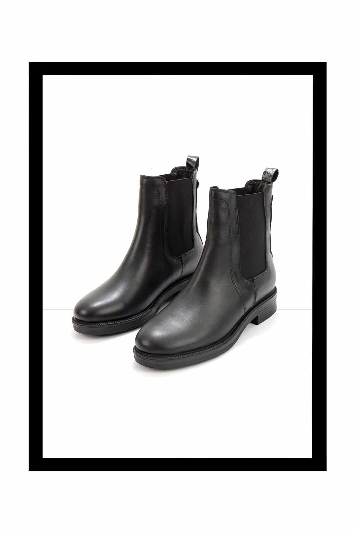 Siyah Hakiki Deri Kadın Bot & Bootie K02531206803