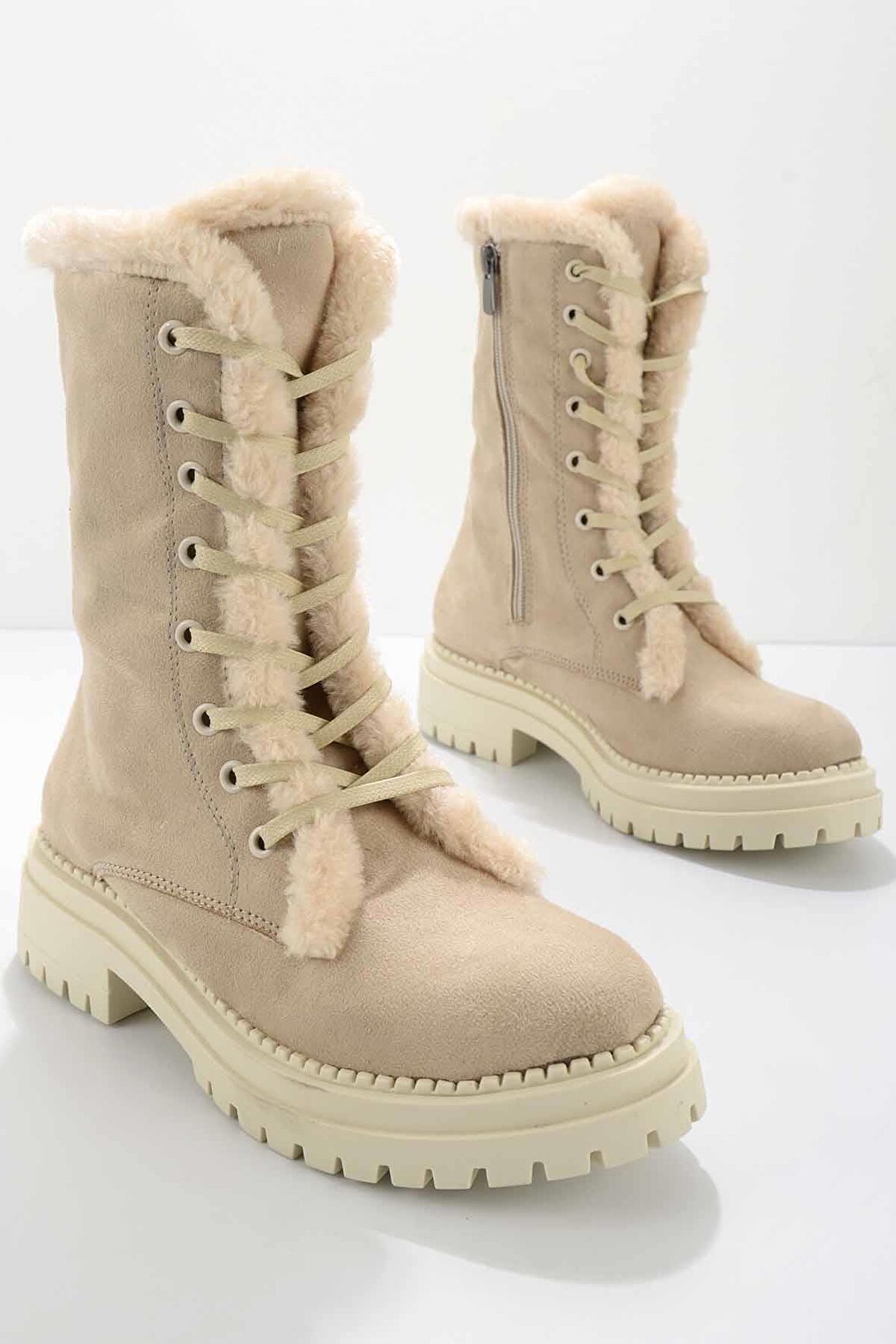 Bambi Bej Süet  Kadın Bot & Bootie K02534500002