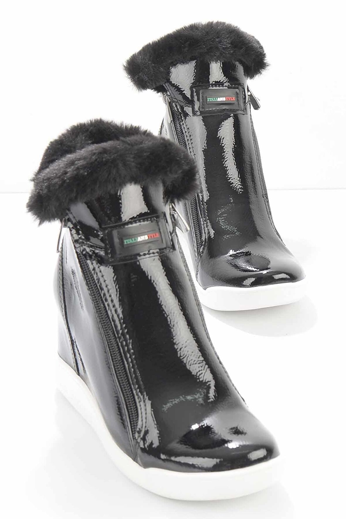 Bambi Siyah Rugan  Kadın Bot & Bootie K02628020608