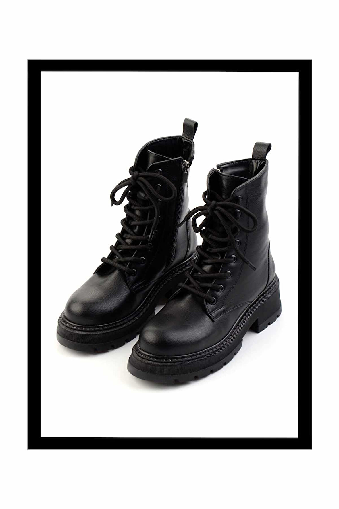 Siyah Kırışık Rugan  Kadın Bot & Bootie K02628021008