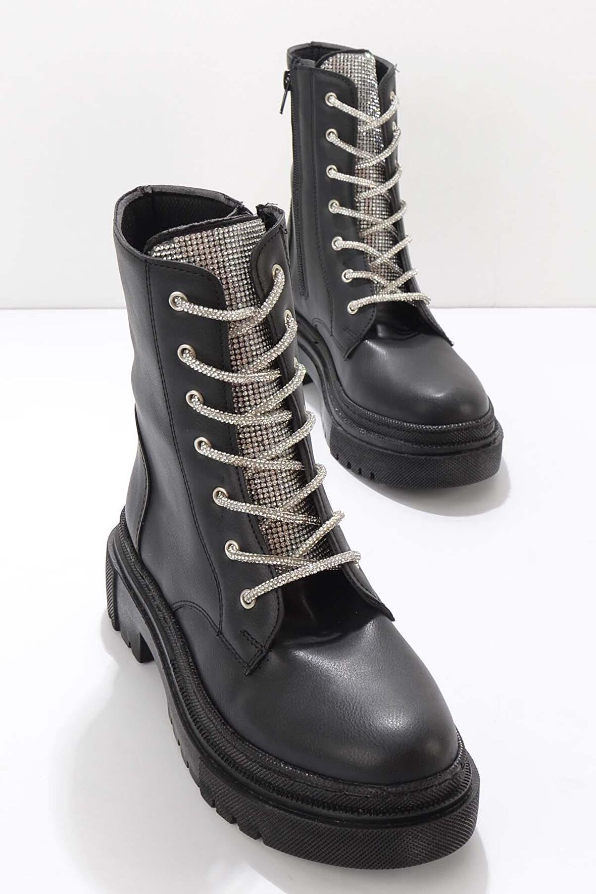 Siyah Lame  Kadın Bot & Bootie K02641530609