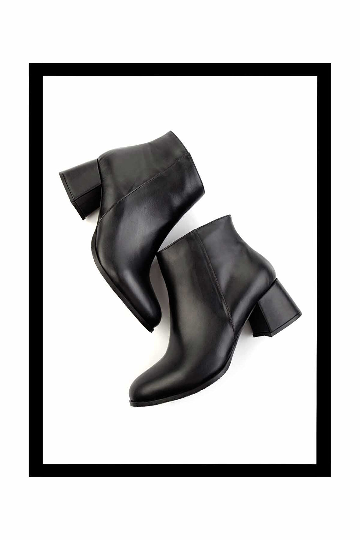 Siyah Hakiki Deri Kadın Bot & Bootie K02666418003