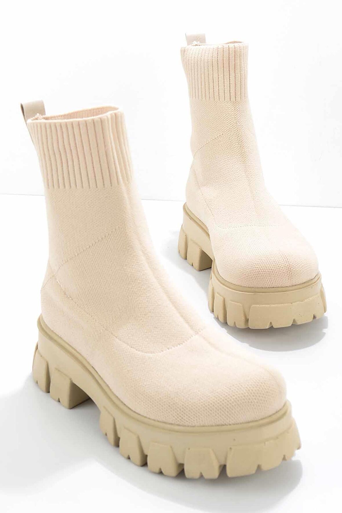 Bambi Bej Triko  Kadın Bot & Bootie K02703202082