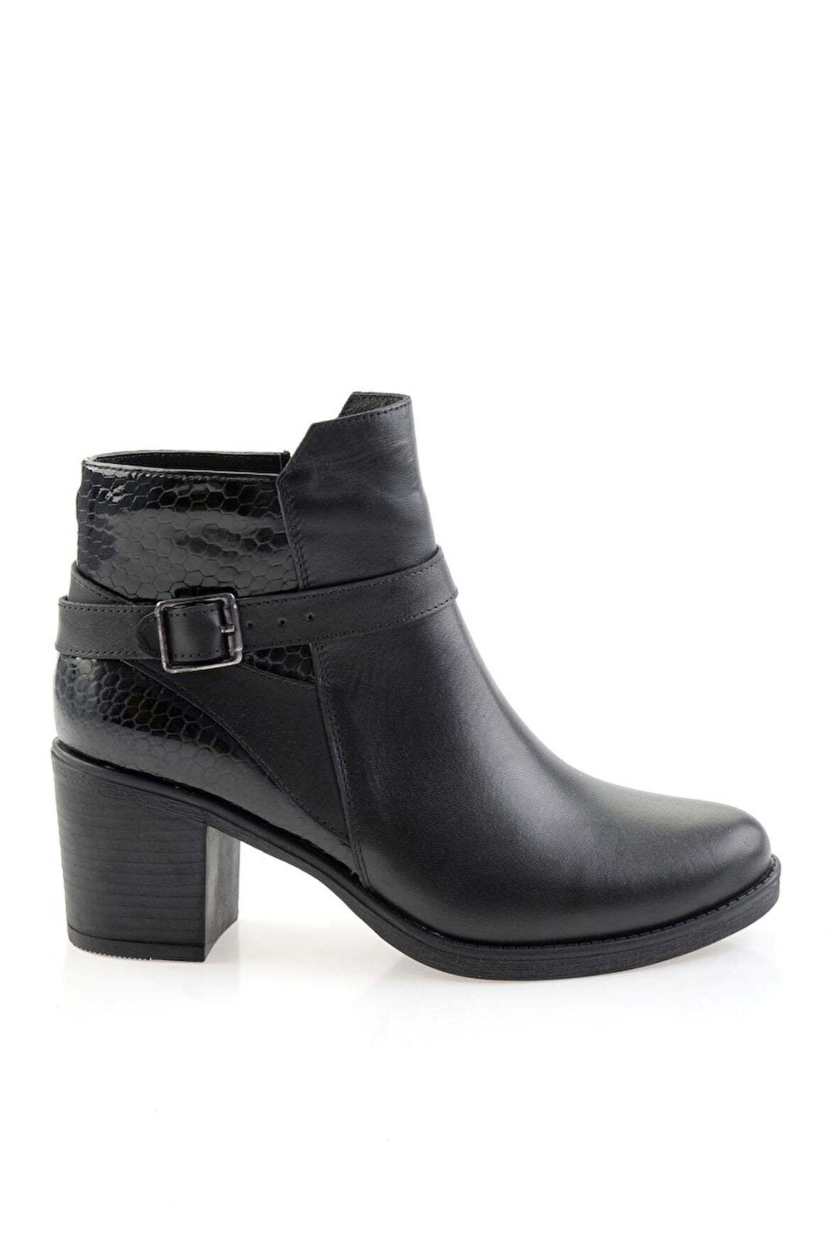 Siyah Siyah Hakiki Deri Kadın Bot & Bootie K02717034103