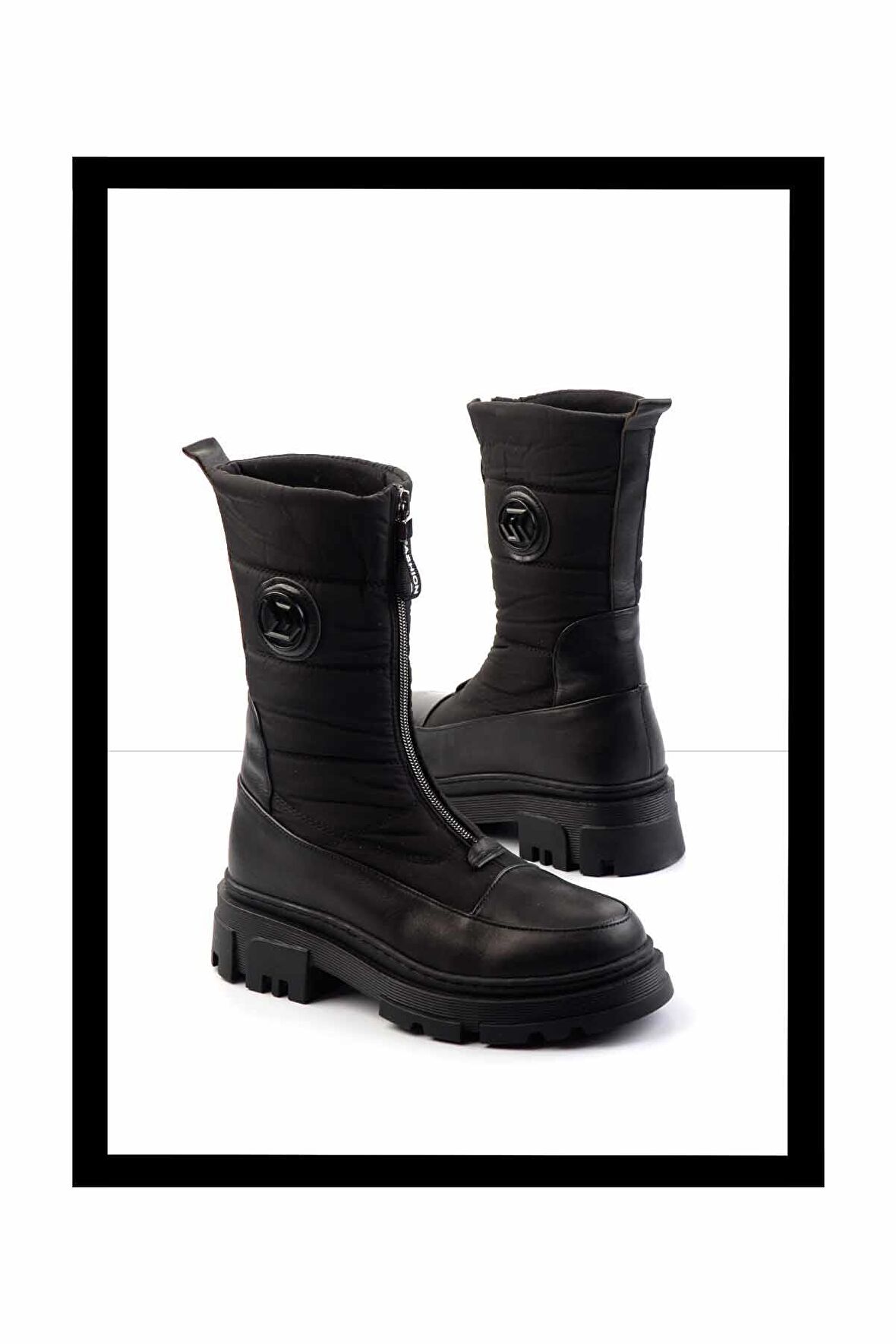 Siyah Hakiki Deri Kadın Bot & Bootie K02724986603