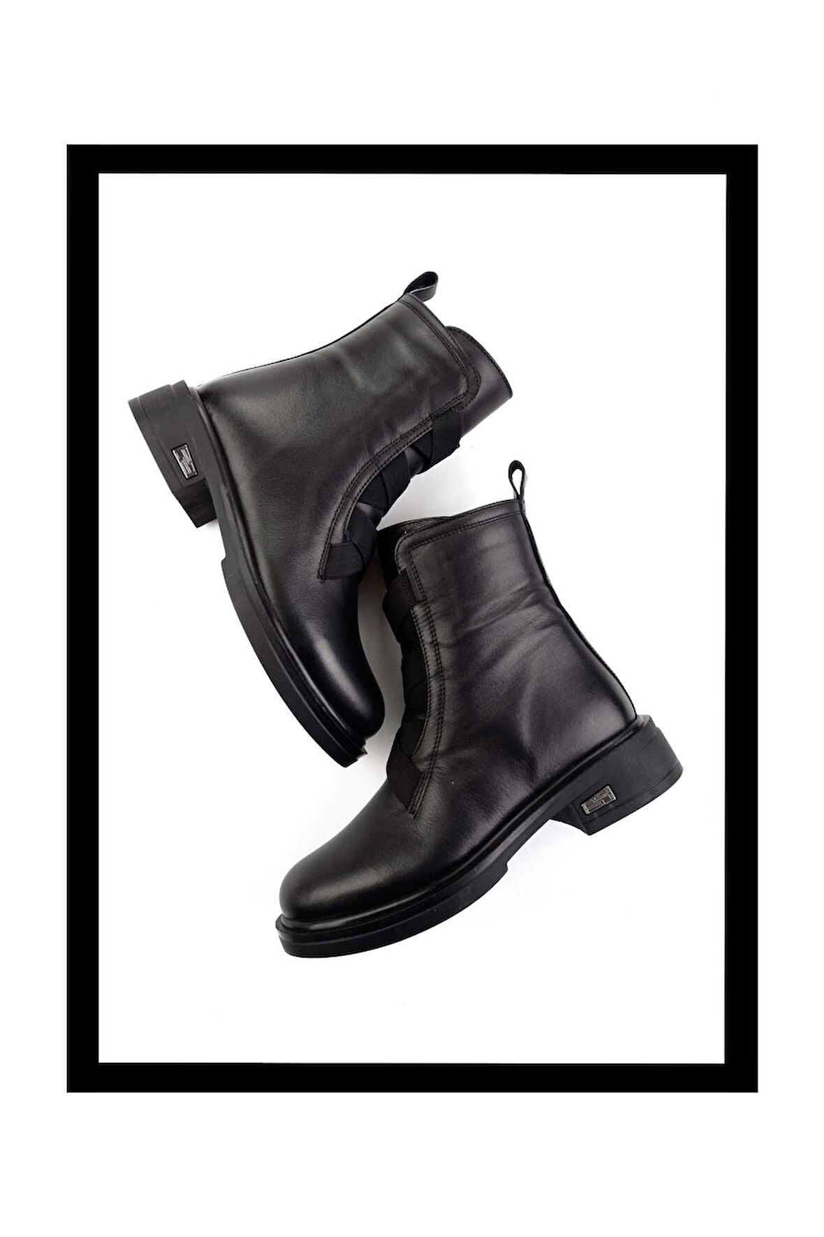 Siyah Hakiki Deri Kadın Bot & Bootie K02724202003