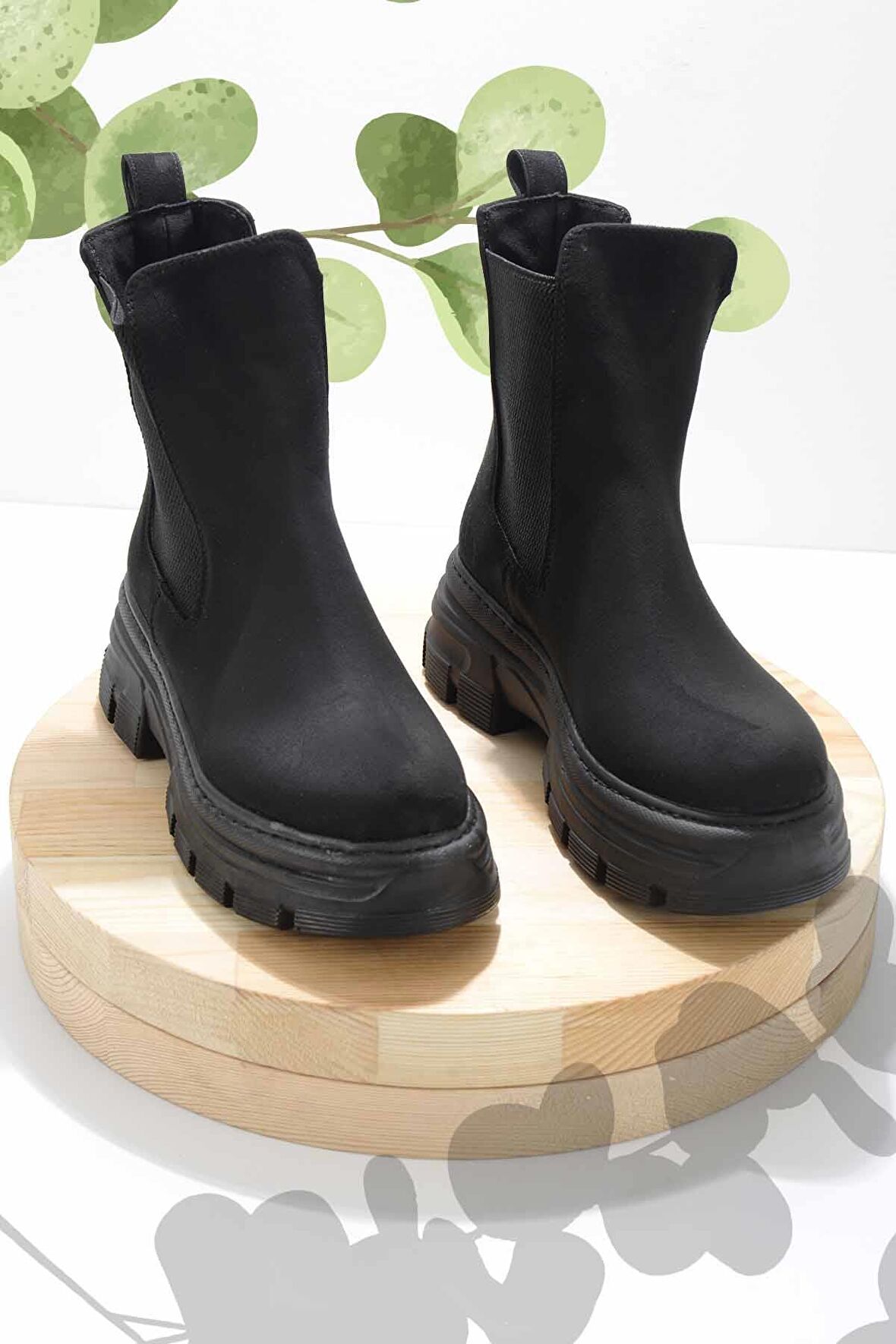 Bambi Siyah Süet  Kadın Bot & Bootie K02763078502