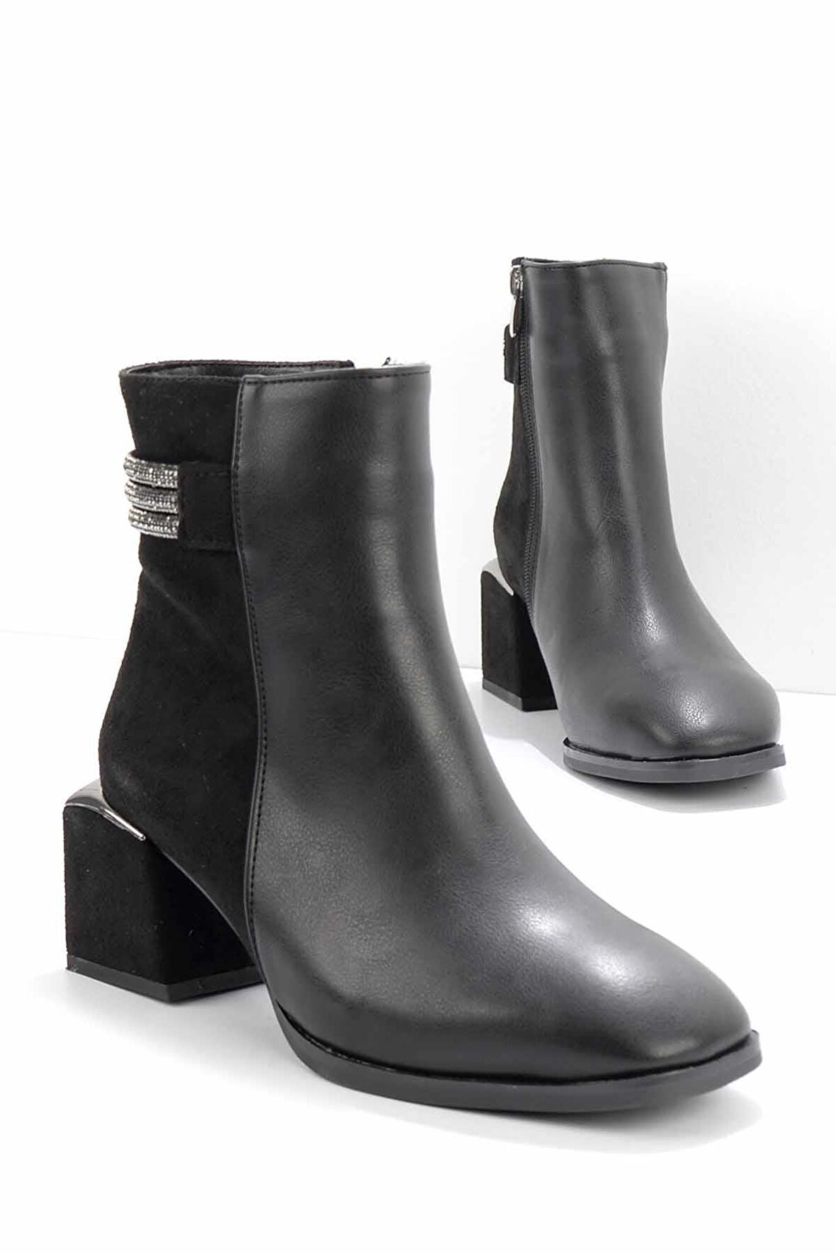 Bambi Siyah Siyah Süet  Kadın Bot & Bootie K02874041009