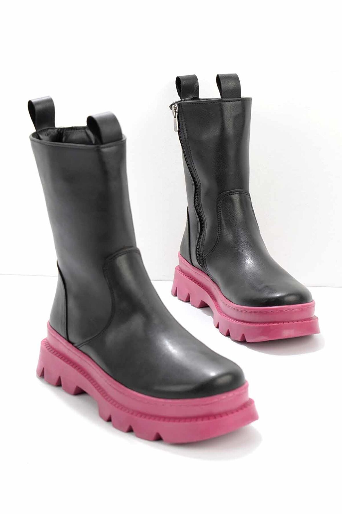 Bambi Mat Siyah Fusya  Kadın Bot & Bootie K02891100409