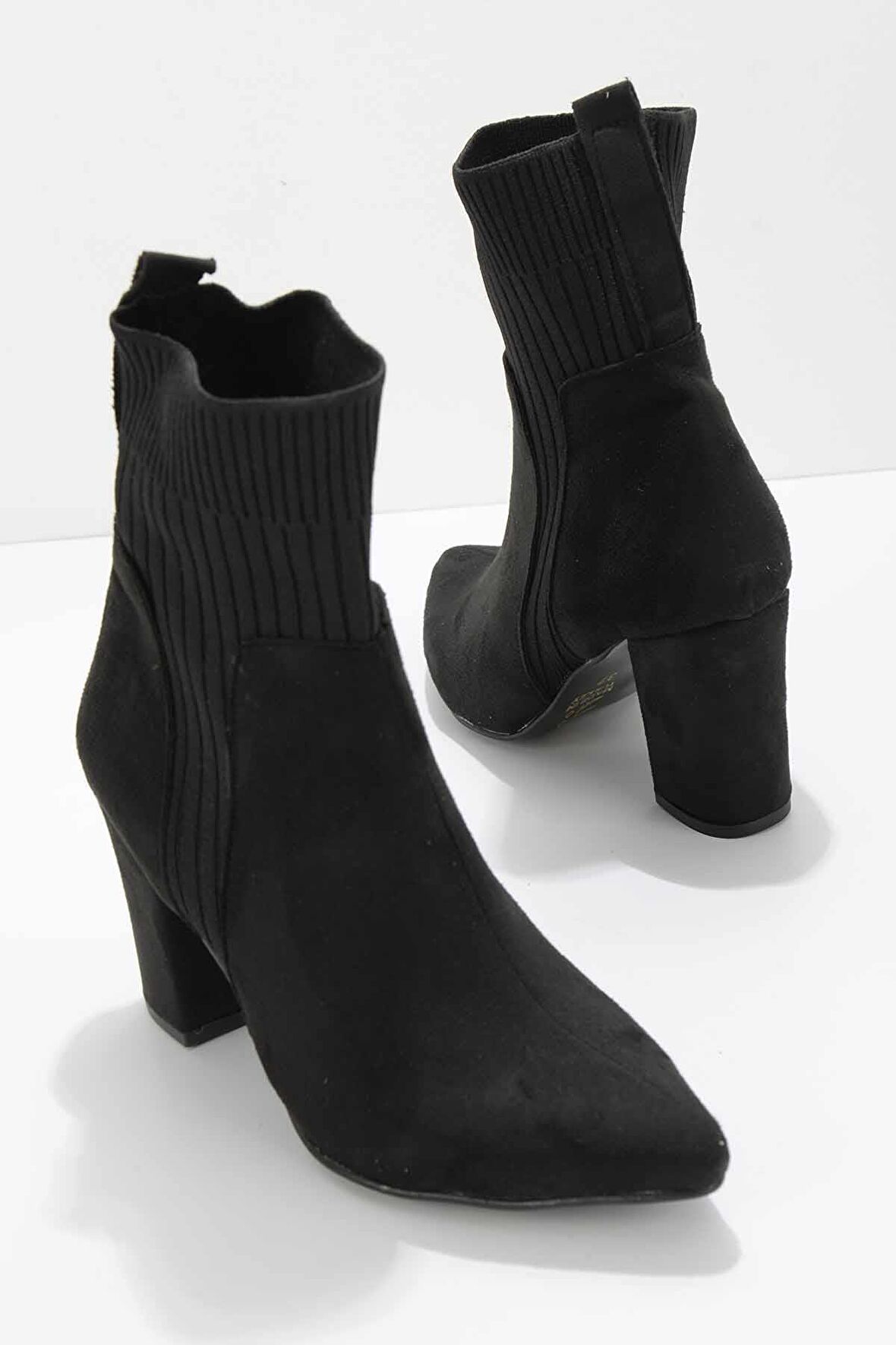 Bambi Siyah Süet  Kadın Bot & Bootie K02990100102