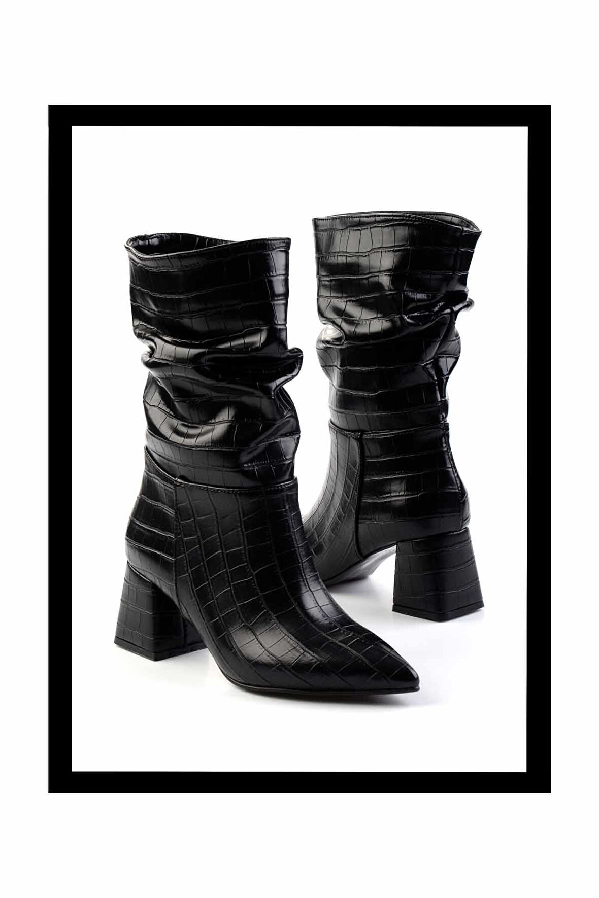 Siyah Kroko  Kadın Bot & Bootie K02992152011