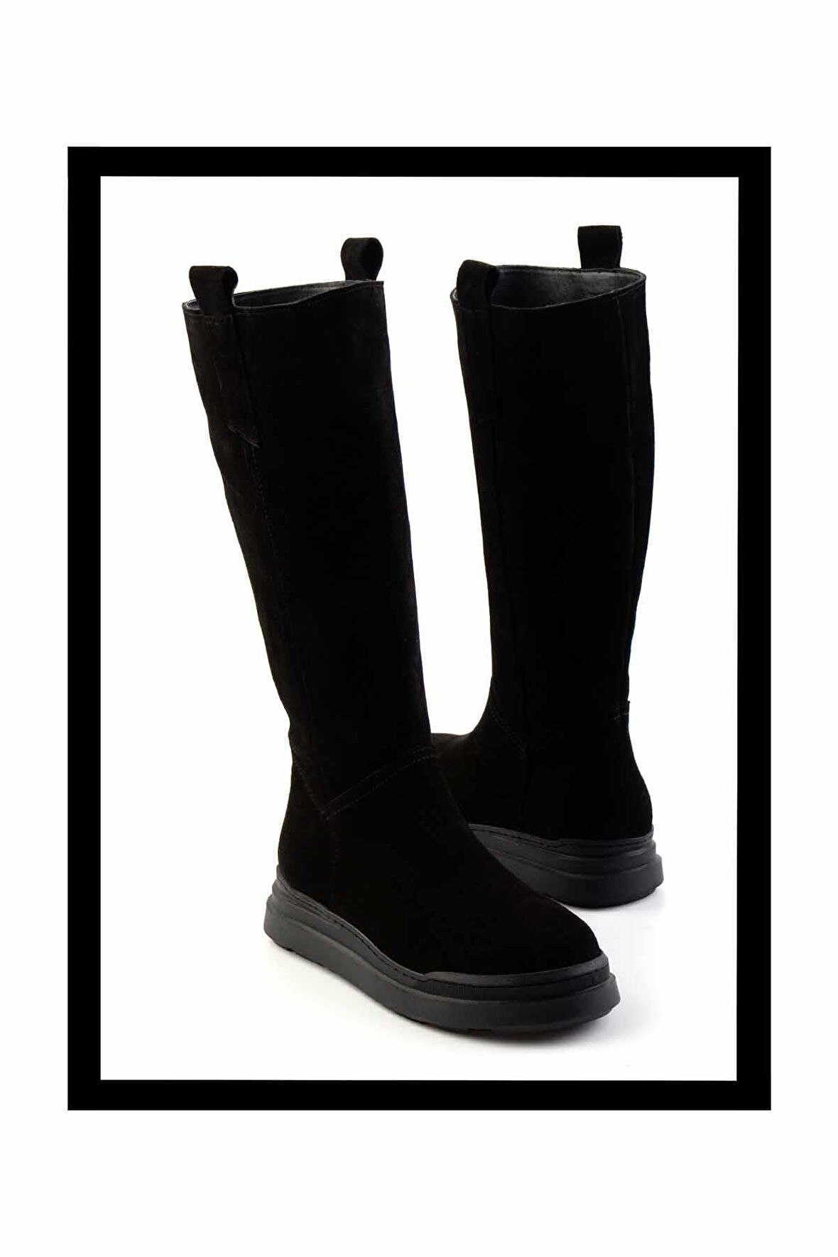 Siyah Süet Hakiki Deri Kadın Çizme K03032160502