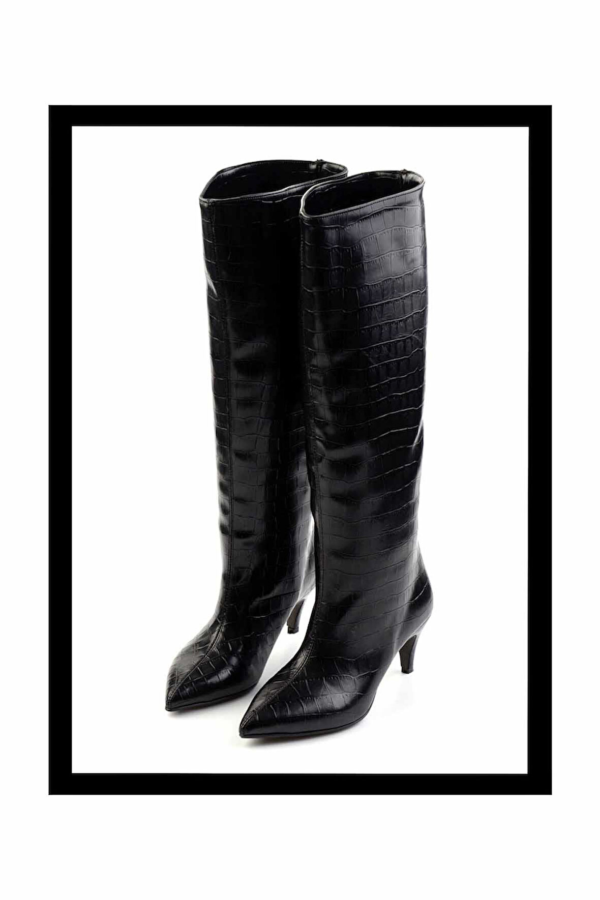 Siyah Kroko  Kadın Çizme K03140401511