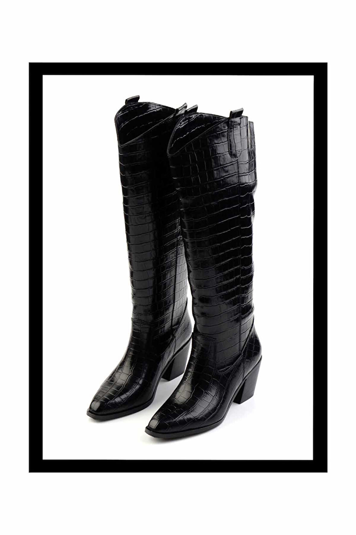Siyah Kroko  Kadın Çizme K03192184011
