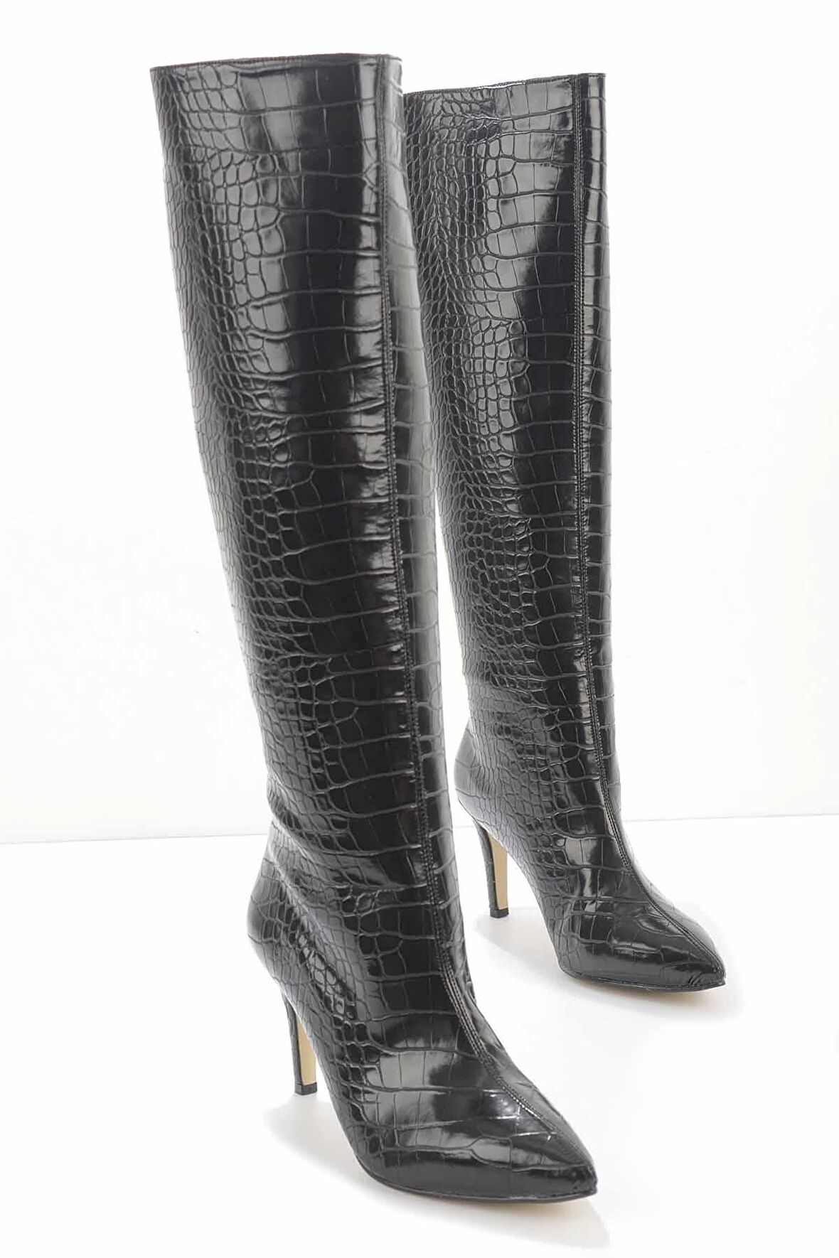 Siyah Kroko  Kadın Çizme K03240165011