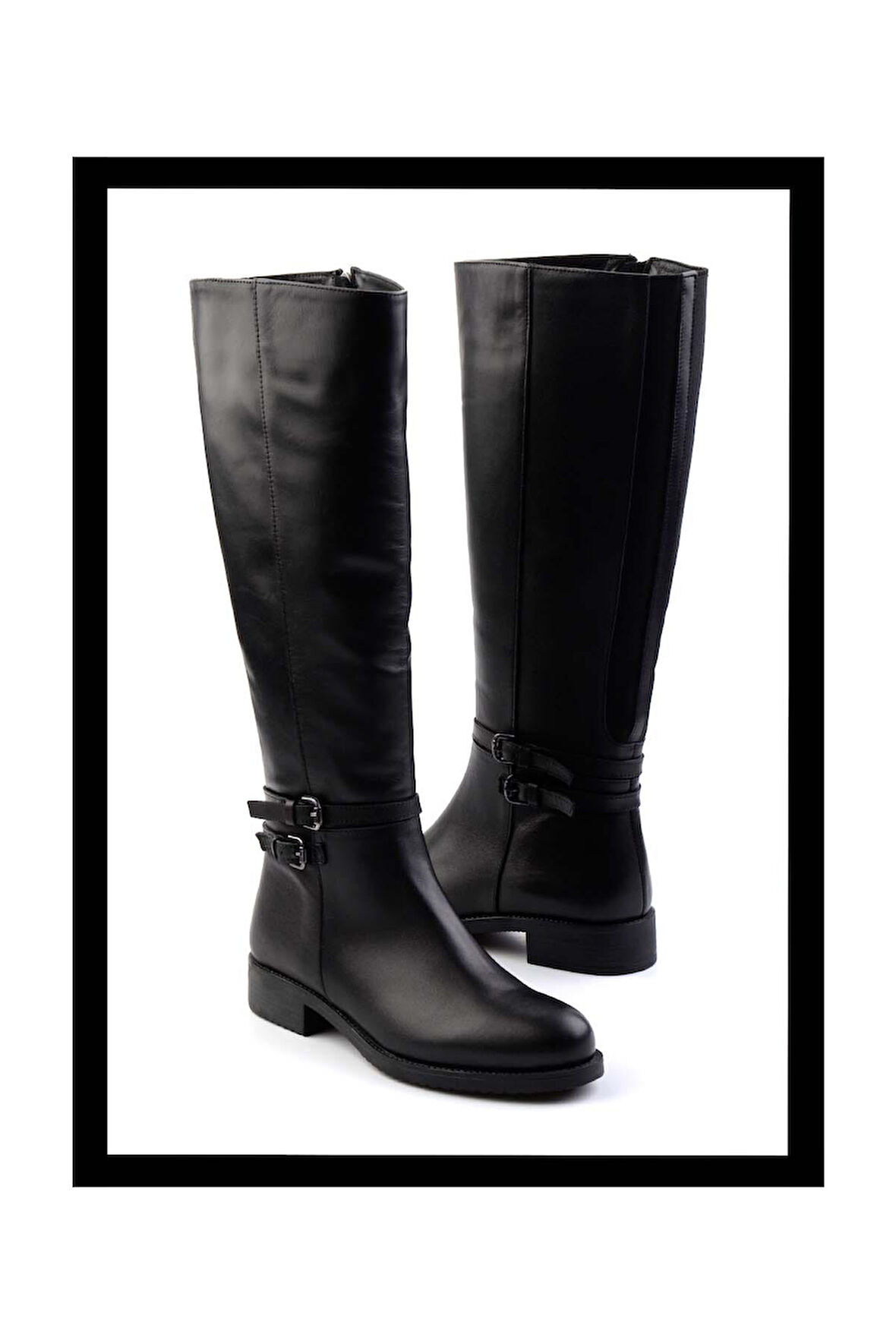 Siyah Hakiki Deri Kadın Çizme K03351321503