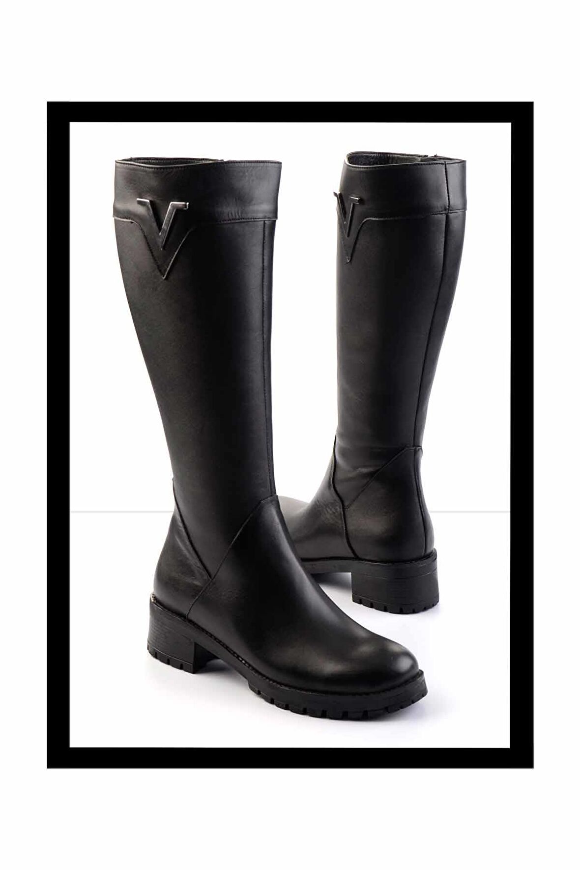 Siyah Hakiki Deri Kadın Çizme K03531269403