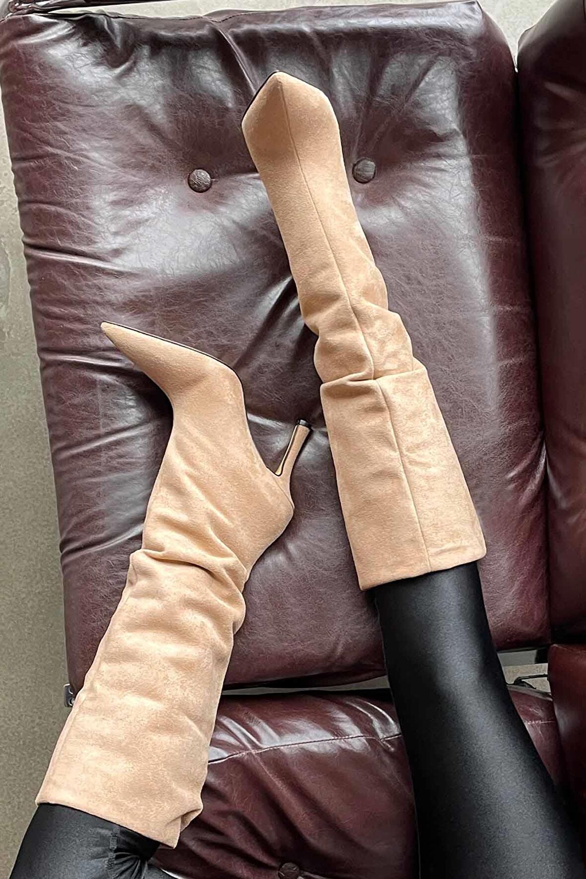 Bej Süet  Kadın Çizme K03718018202