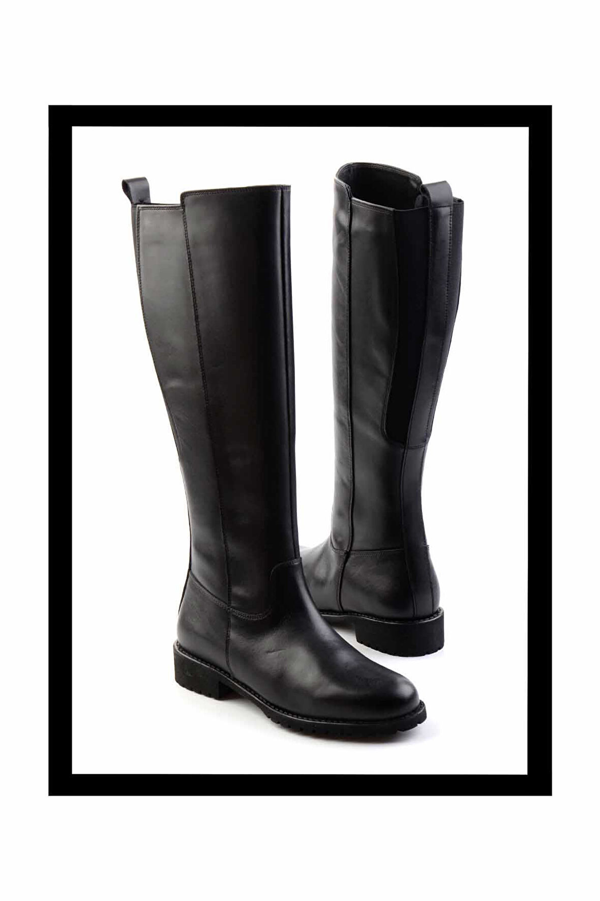 Siyah Hakiki Deri Kadın Çizme K03750455103