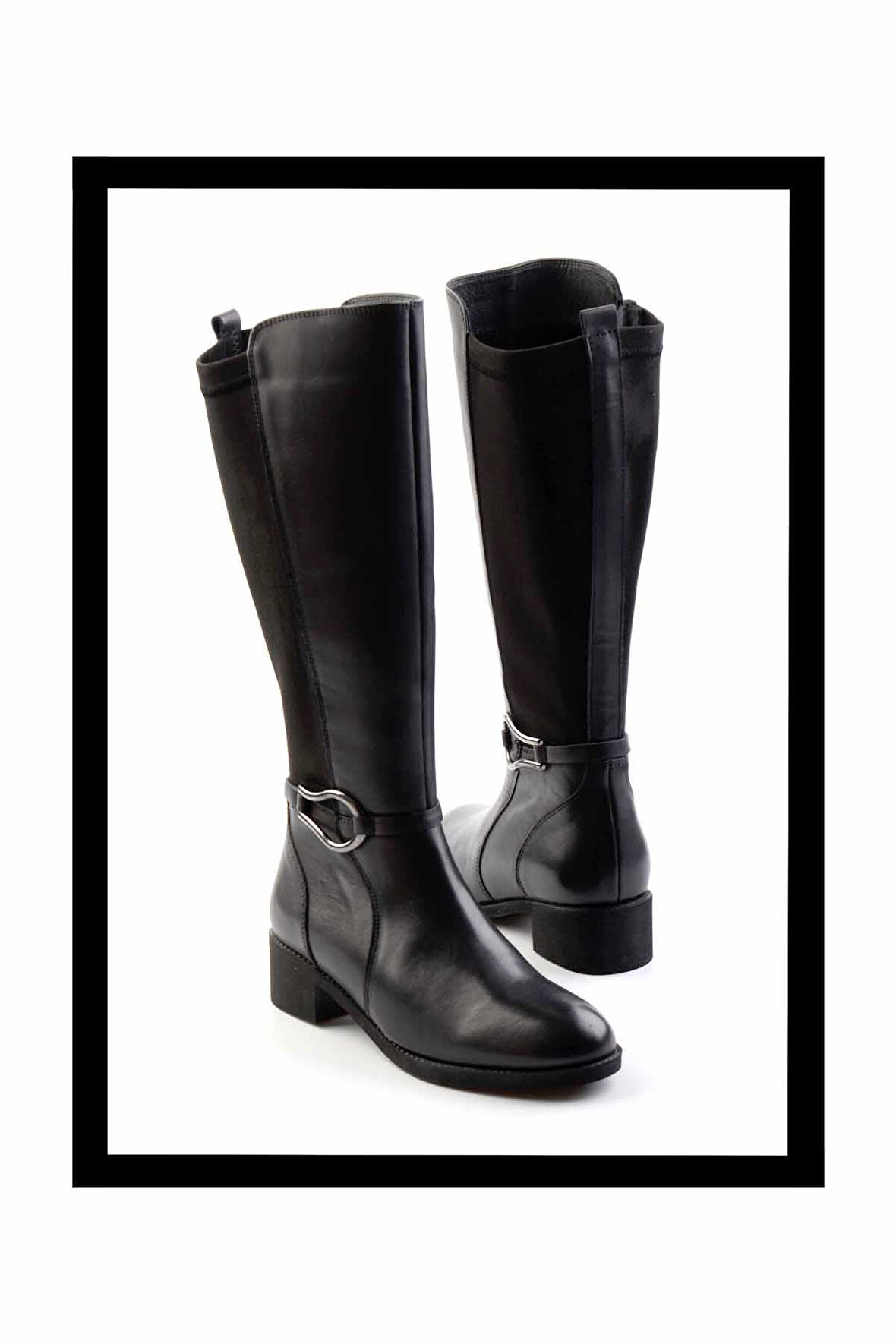 Siyah Hakiki Deri Kadın Çizme K03750754303