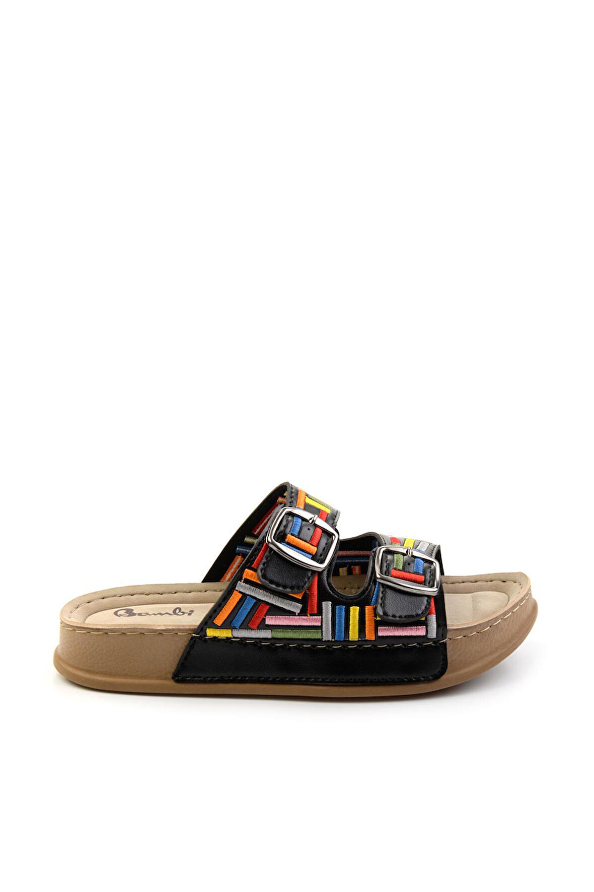 Siyah Çok Renkli  Kadın Terlik K04099501209