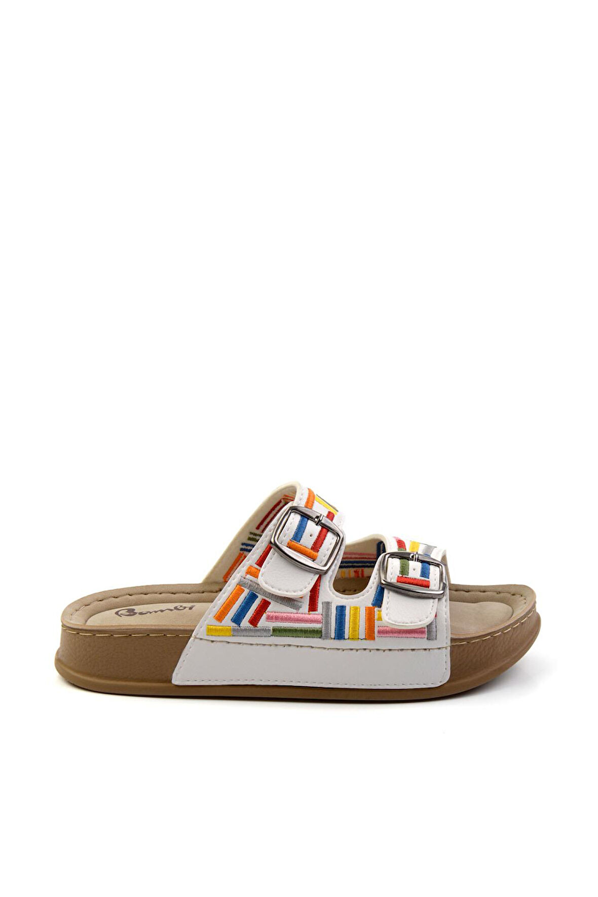 Beyaz Çok Renkli  Kadın Terlik K04099501209