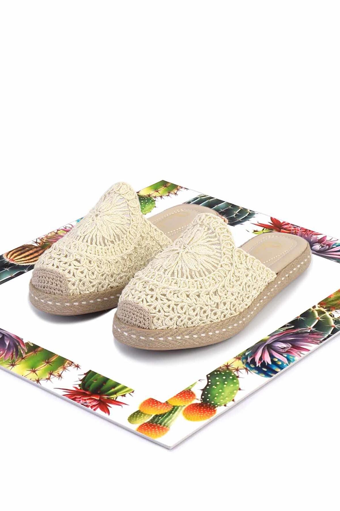 Bej Örgü  Kadın Terlik K04117165216