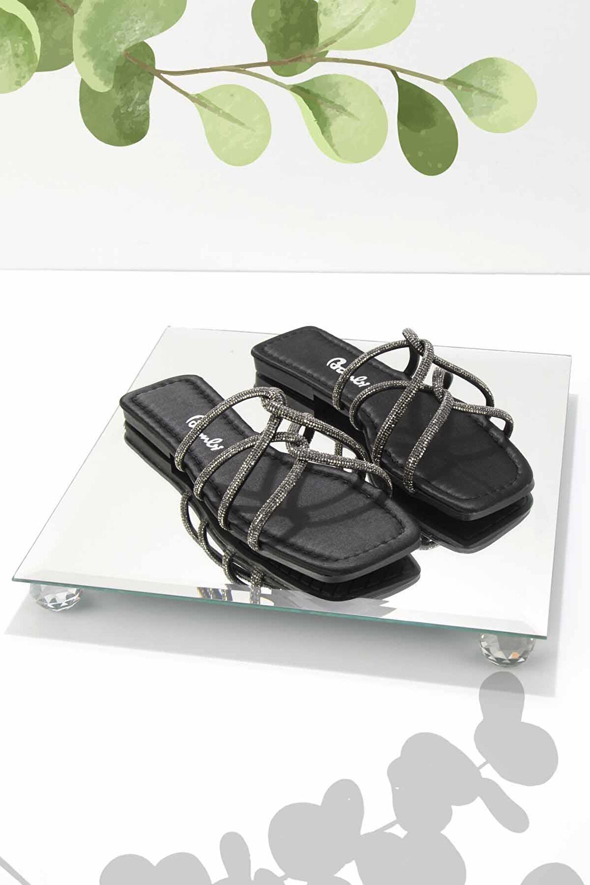 Bambi Siyah Saten  Kadın Terlik K04137000538