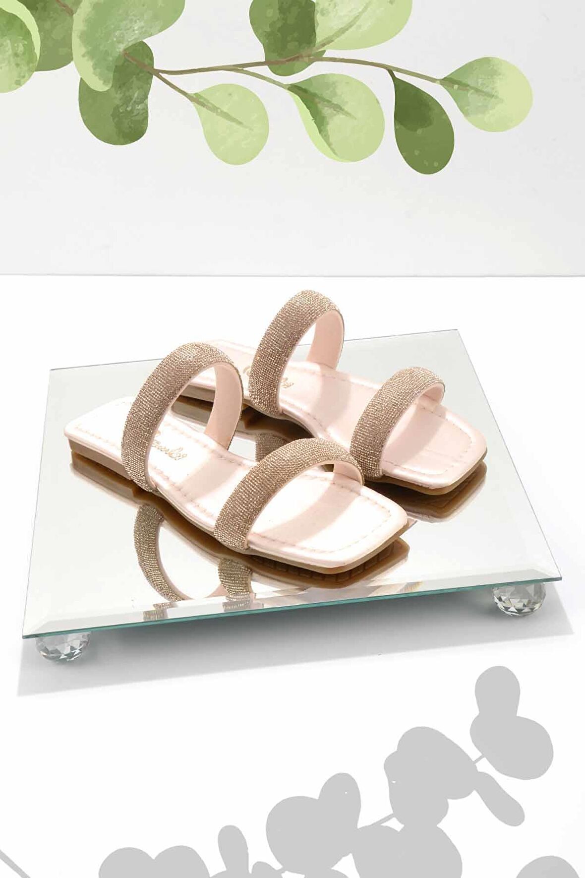 Bambi Nude Saten  Kadın Terlik K04137000638