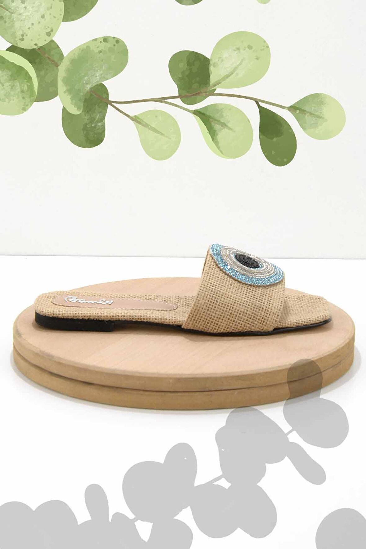 Bej Hasır  Kadın Terlik K04192163328