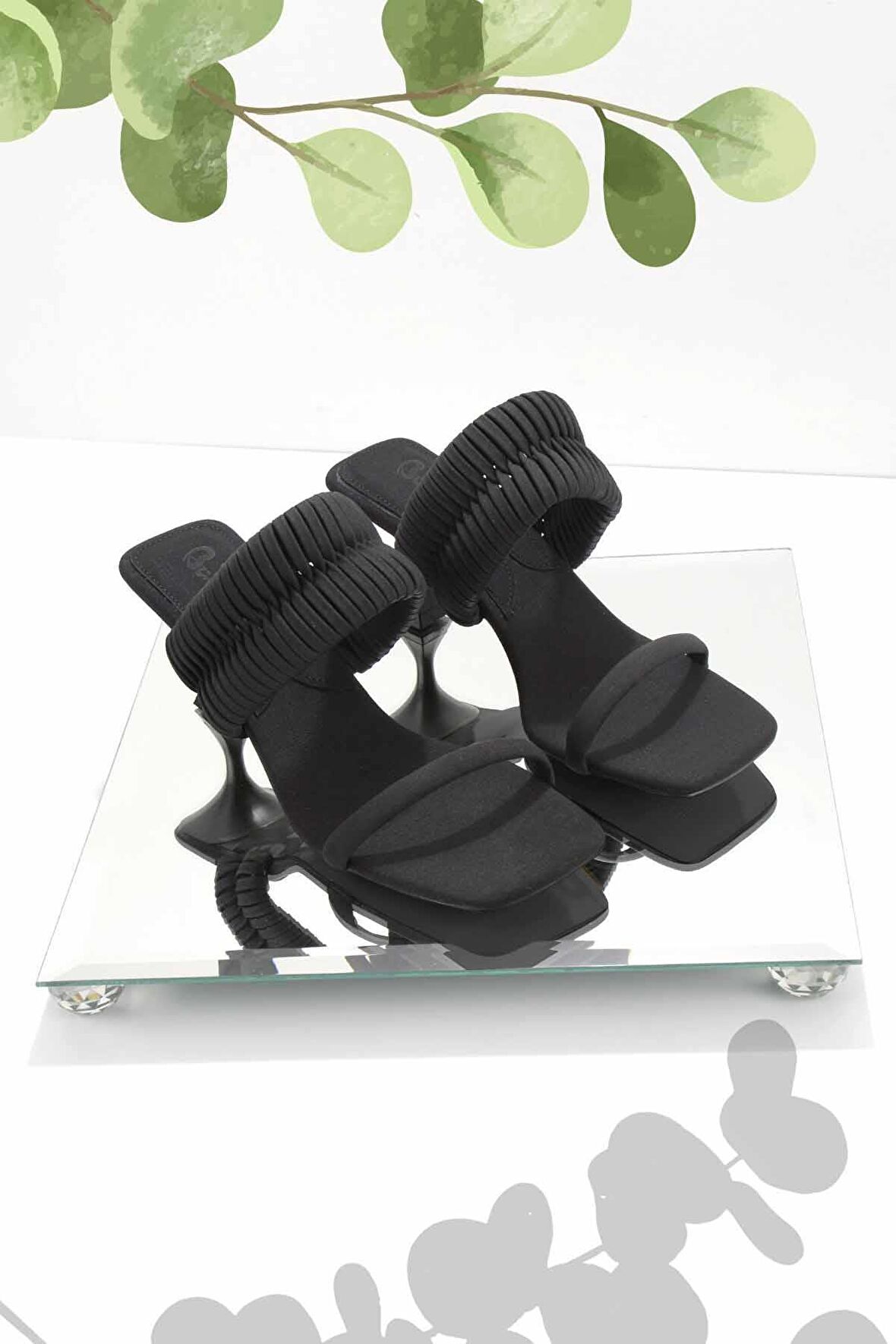 Bambi Mat Siyah Saten  Kadın Terlik K04209331538